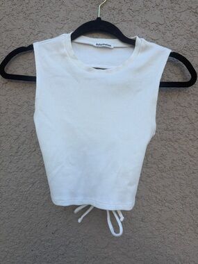 Reformation Cream Ribbed Drawstring Tank top